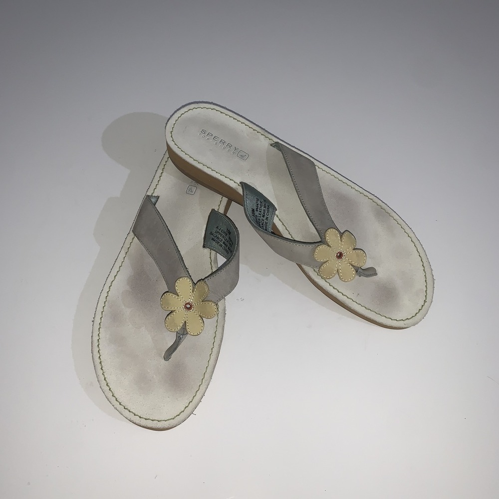 Sperry Top-Sider Shoes Womens Size 10M Suede Leather Flower Flip Flop Sandals